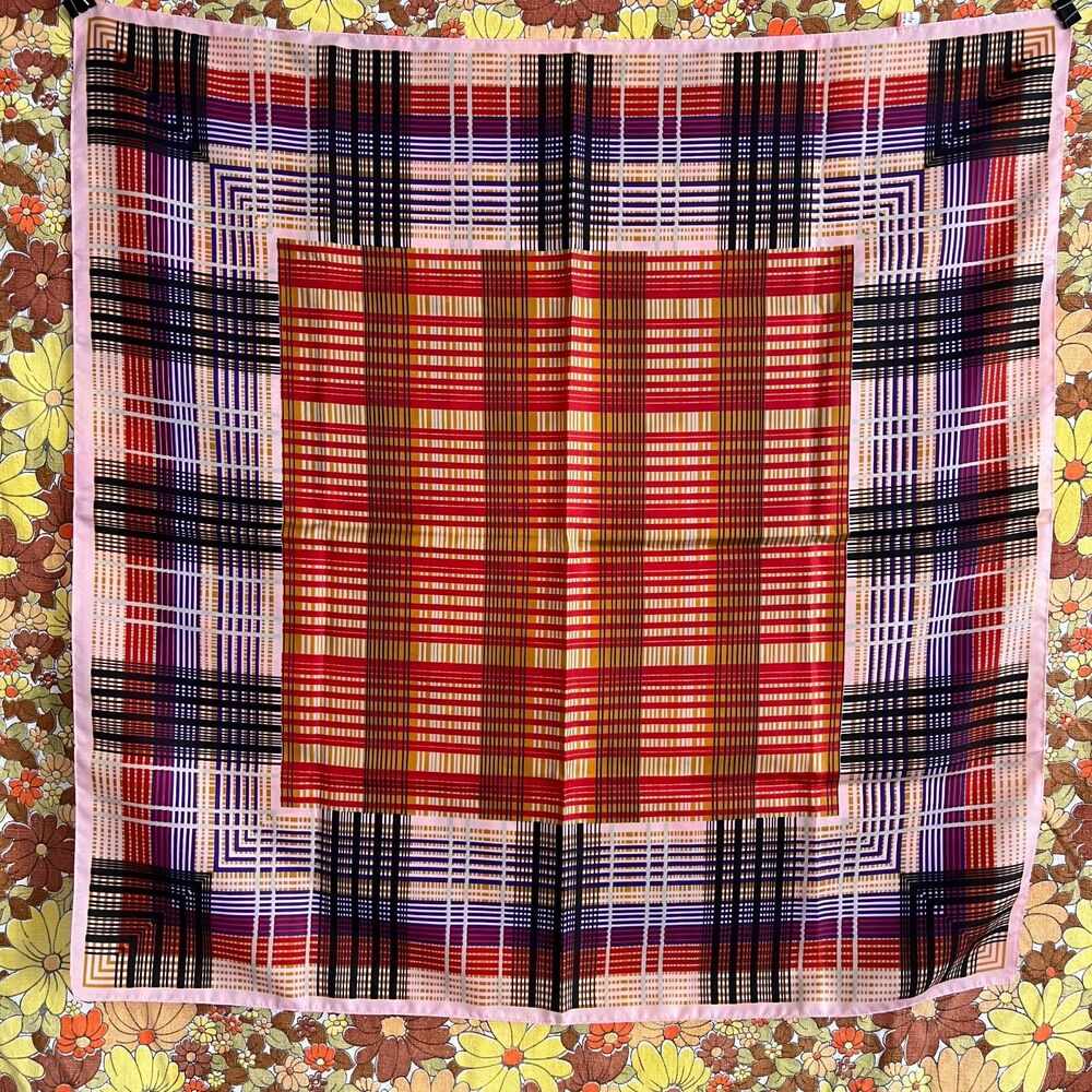 Vintage Morsly New York Pink Plaid Scarf